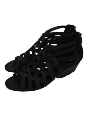 Eileen Fisher 11 Black Strappy Caged Sandals